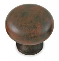1XNW1 Cabinet Knob, Round, Brass, PK 5