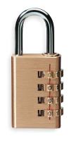 1XRW6 Padlock, Luggage, Brass, Length 1-3/4 In.