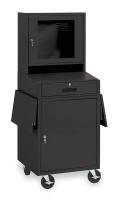 1YCB2 Mobile Computer Cabinet, W 24 1/2, Black
