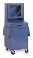 1YCB4 Mobile Computer Cabinet, W 24 1/2, Blue