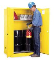 1YNH3 Flammable Cabinet, Vertical, 2X30 Gal., YLW