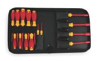 1YUL5 Insulated Srewdriver/Nut Driver Set, 15Pc
