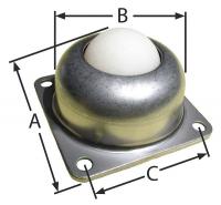 1YXA7 Ball Transfer, Flange, Ball Dia 1 1/2 In