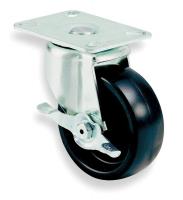 1ZPD6 Swivel Plate Cstr w/Brke, 400 lb, 6 In Dia