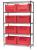 18D896 - Bin Shelving, Wire, 48X18, 9 Bins, Red Подробнее...