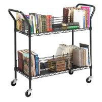 20C474 Wire Book Cart, Steel, Black