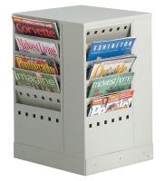 20C588 Rotary Magazine Rack, 20 Pocket, Gray