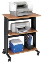 20C664 Adj Printer Stand, 3 Level, Med Oak/Blk