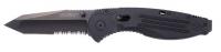20H238 Folding Knife, Serrated, Tanto, 3In, Blk/Blk