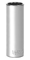 20J655 Socket, Deep, 1/4 In Dr, 12 Pts, 1/2 In