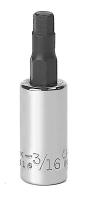 20J675 Socket, Hex Bit, 1/4 In Dr, 3/16 In