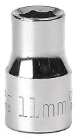 20J697 Socket, Standard, 1/2 In Dr, 6 Pts, 11mm