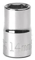 20J701 Socket, Standard, 1/2 In Dr, 6 Pts, 14mm