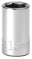 20J702 Socket, Standard, 1/2 In Dr, 6 Pts, 15mm
