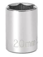 20J707 Socket, Standard, 1/2 In Dr, 6 Pts, 20mm