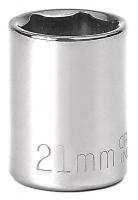 20J708 Socket, Standard, 1/2 In Dr, 6 Pts, 21mm