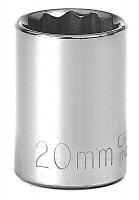 20J721 Socket, Standard, 1/2 In Dr, 12 Pts, 20mm