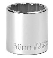 20J723 Socket, Standard, 1/2 In Dr, 12 Pts, 36mm