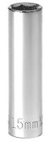20J734 Socket, Deep, 1/2 In Dr, 6 Pts, 15mm