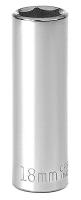 20J737 Socket, Deep, 1/2 In Dr, 6 Pts, 18mm