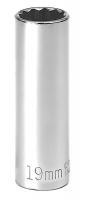 20J750 Socket, Deep, 1/2 In Dr, 12 Pts, 19mm