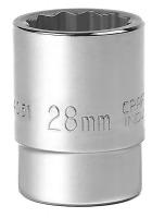 20J777 Socket, Standard, 3/4 In Dr, 12 Pts, 28mm