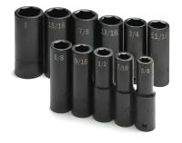 20K001 Imp Socket Set, 1/2 Dr, SAE, 6 Pt Deep, 11Pc