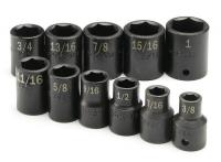 20K008 Imp Socket Set, 1/2 Dr, SAE, 6 Pt Std, 11 Pc