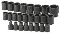 20K014 Imp Skt Set, 1/2 Dr, Metric, 6 Pt Std, 25 Pc