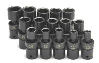 20K018 Imp Skt Set, 1/2 Dr, Metric, 6 Pt Std, 15 Pc