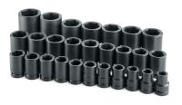 20K021 Imp Socket Set, 1 Dr, SAE, 6 Pt Deep, 27 Pc