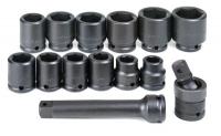 20K025 Imp Socket Set, 3/4 Dr, SAE, 6 Pt Std, 14 Pc