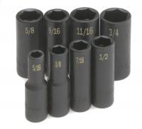 20K028 Imp Socket Set, 3/8 Dr, SAE, 6 Pt Deep, 8 Pc
