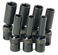 20K032 Imp Socket Set, 3/8 Dr, SAE, 6 Pt Deep, 7 Pc