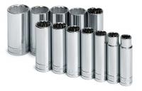 20K405 Socket Set, 1/2 Dr, SAE, 12 Pt Deep, 12 Pc