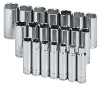 20K410 Socket Set, 1/2 Dr, Metric, 6 Pt Deep, 21 Pc