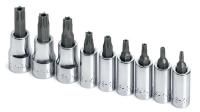 20K421 Socket Set, 1/4, 3/8 Dr, Torx, Tmpr Prf, 9 Pc