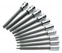 20K423 Socket Set, 1/4 Dr, Long Torx Bit, 10 Pc