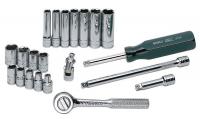 20K425 Socket Set, 1/4 Dr, SAE, 6 Pt, 21 Pc
