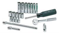 20K426 Socket Set, 1/4 Dr, Metric, 6 Pt, 21 Pc