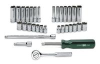 20K435 Socket Set, 1/4 Dr, SAE/Metric, 6 Pt, 32 Pc