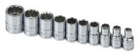 20K438 Socket Set, 1/4 Dr, SAE, 12 Pt Std, 10 Pc