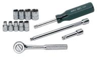 20K442 Socket Set, 1/4 Dr, SAE, 6 Pt Std, 13 Pc