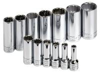 20K461 Socket Set, 3/8 Dr, SAE, 6 Pt Deep, 13 Pc