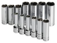 20K462 Socket Set, 3/8 Dr, Metric, 6 Pt Deep, 13 Pc
