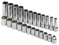 20K474 Socket Set, 3/8 Dr, SAE, 6 Pt, 24 Pc