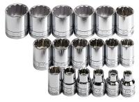 20K477 Socket Set, 3/8 Dr, Metric, 12 Pt Std, 18 Pc