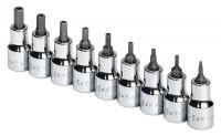 20K482 Hex Bit Skt Set, 3/8 Dr, SAE, Tmpr Prf, 9 Pc