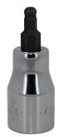 20K646 Hex Bit Socket, Ball, 3/8 In Dr, 8mm