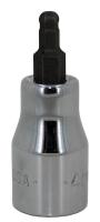 20K647 Hex Bit Socket, Ball, 3/8 In Dr, 1/4 In